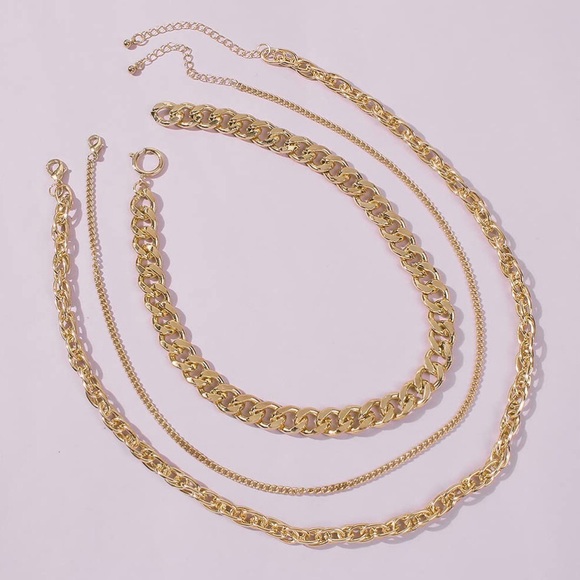 NWT Three Layer Boho Chic Gold Choker Necklace - Picture 6 of 8